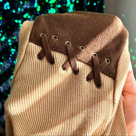 HP💘RALPH LAUREN⚡️Suede Lace Trim Petite Top_SP - Picture 6 of 9